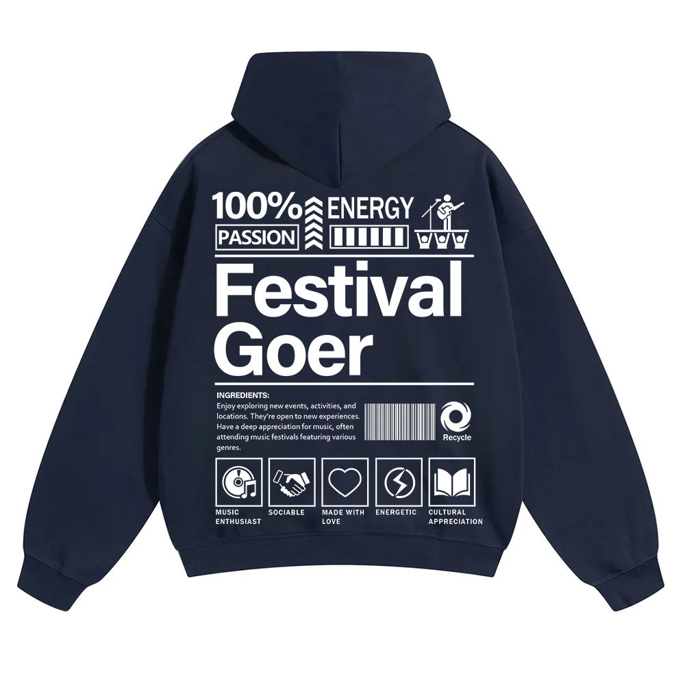 Festival Goer Solid Color Hoodie wearishow