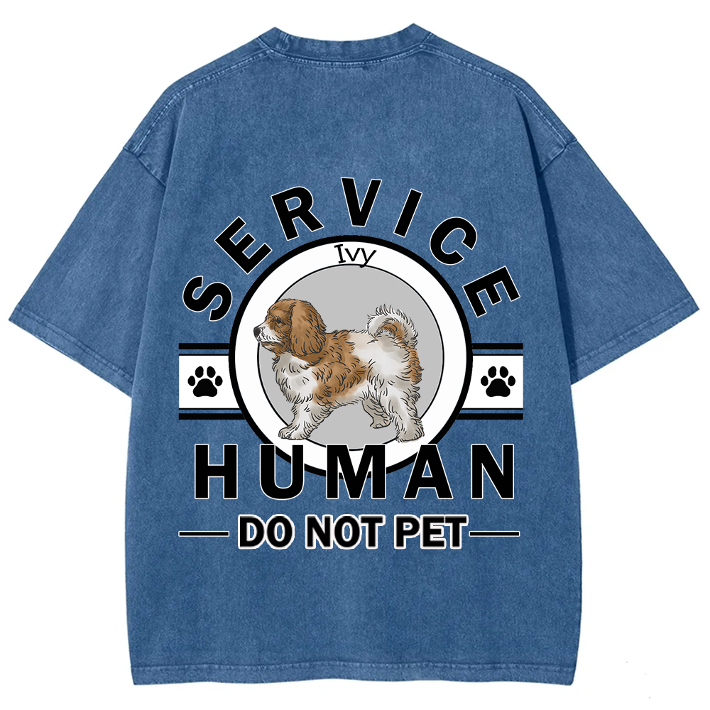Service Human, Do Not Pet - Personalized Custom Unisex  Washed T-shirt