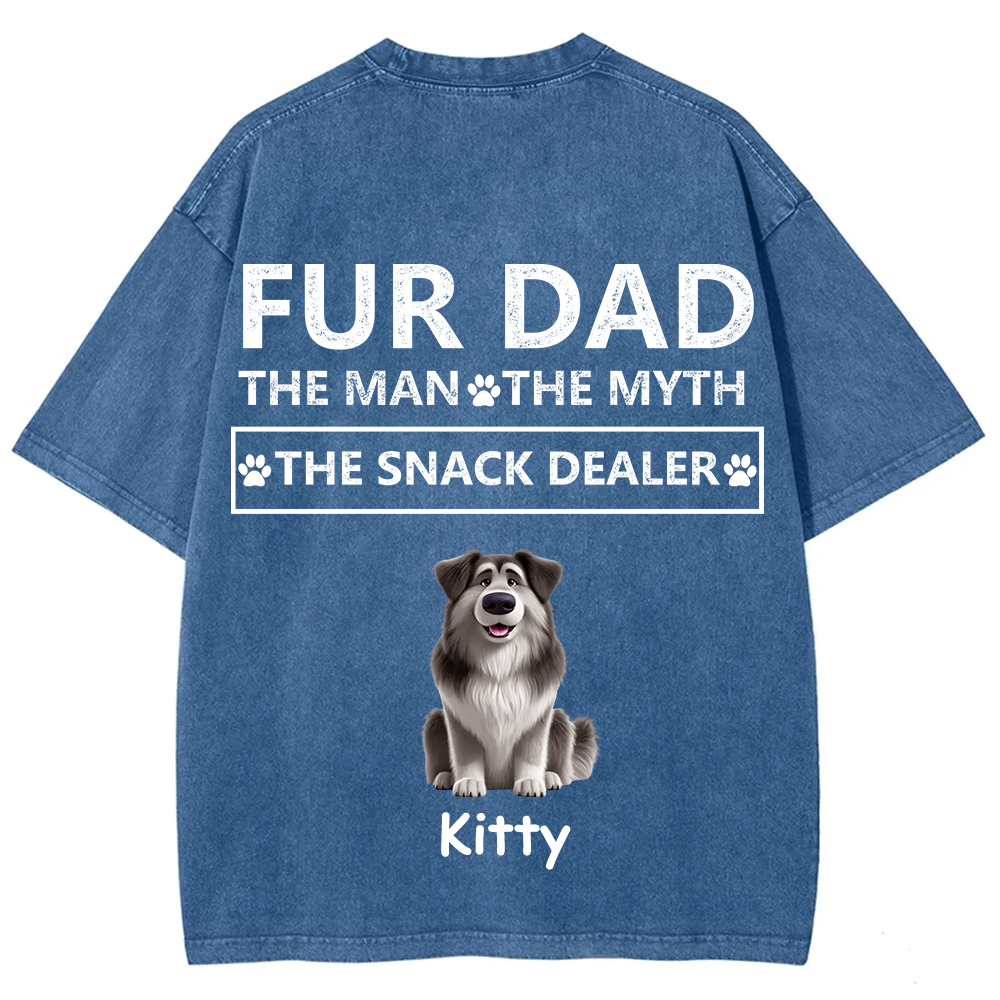 Fur Dad The Man The Myth The Snack Dealer - Personalized Custom Unisex  Washed T-shirt