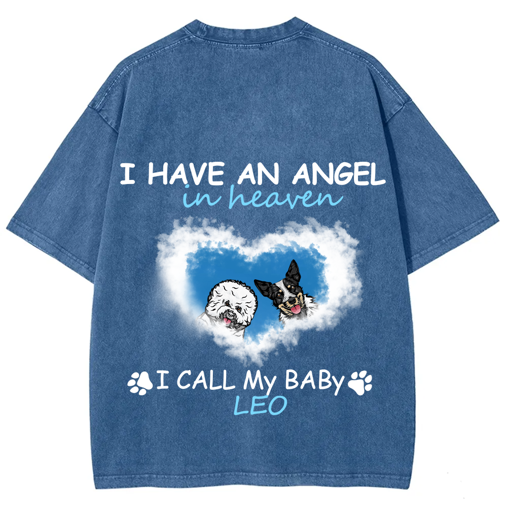 Have An Angel In Heaven - Personalized Custom Unisex Fit Washed T-Shirt wearishow