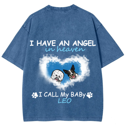 Have An Angel In Heaven - Personalized Custom Unisex Fit Washed T-Shirt wearishow