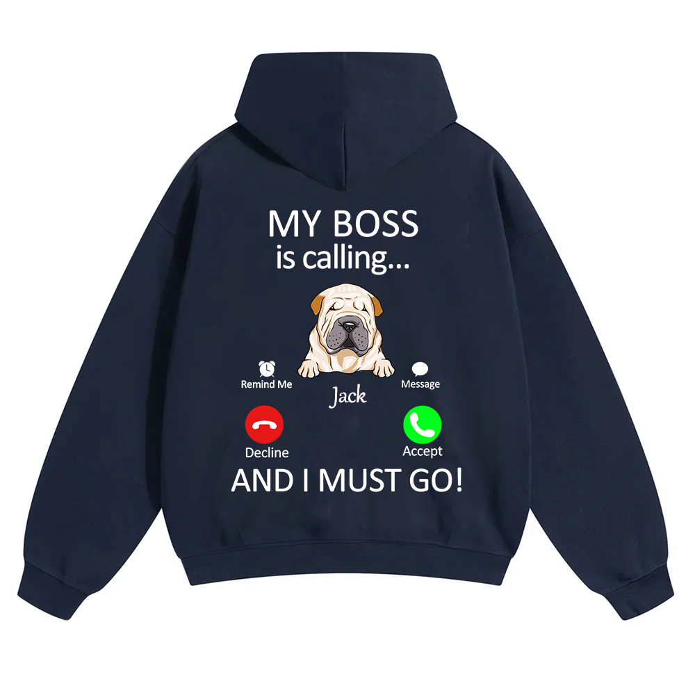 Dog Boss Calling - Personalized Custom Unisex Soild Color Hoodies wearishow
