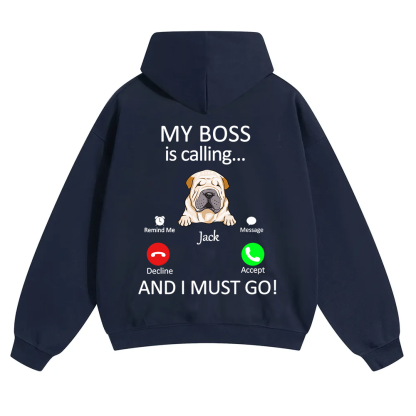 Dog Boss Calling - Personalized Custom Unisex Soild Color Hoodies wearishow