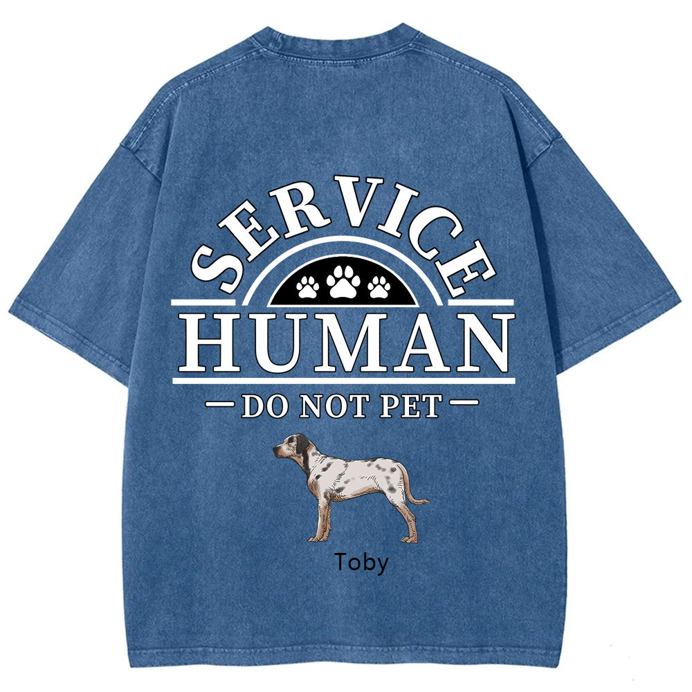 Service Human, Do Not Pet 2 - Personalized Custom Unisex Fit Washed T-Shirt wearishow