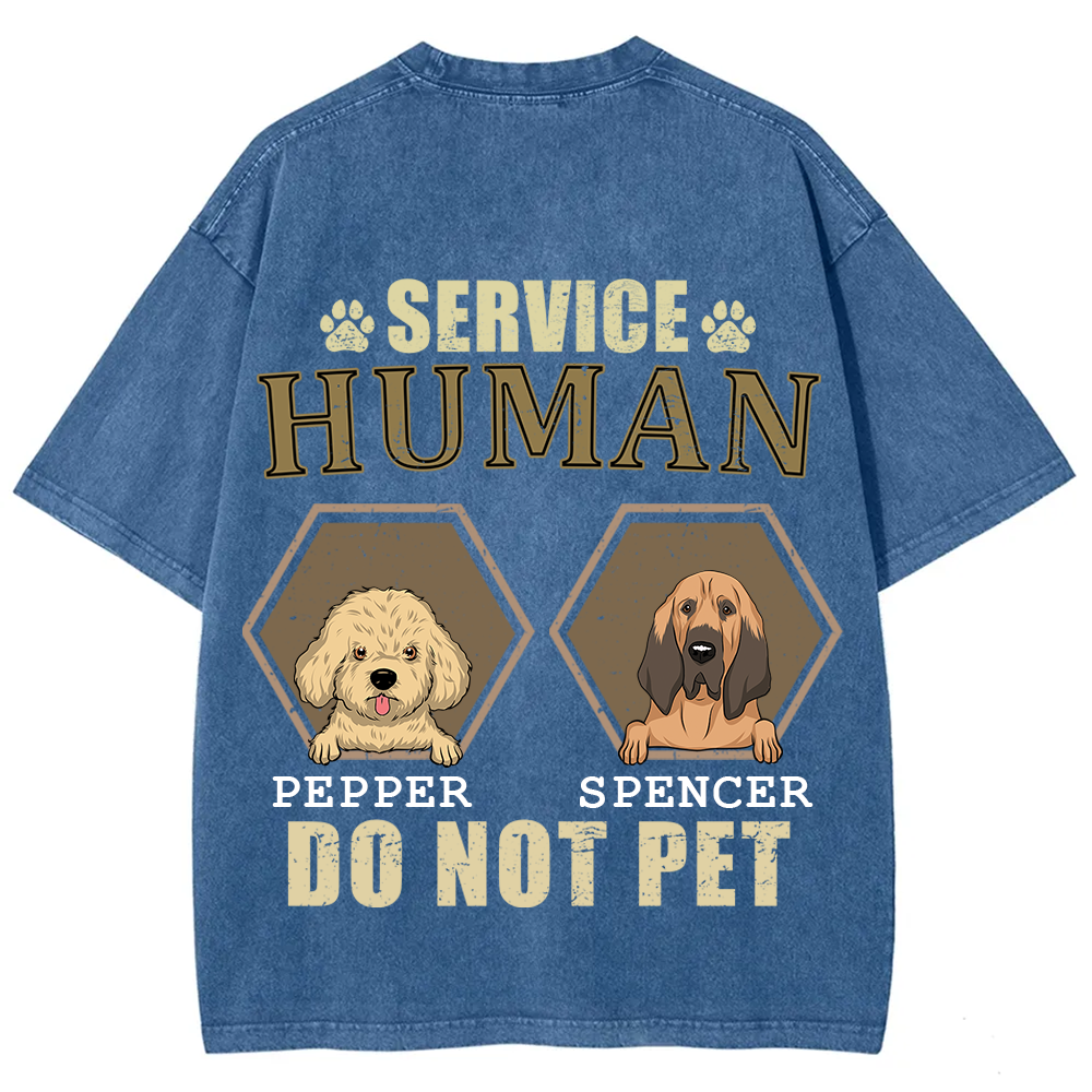 Service Human, Do Not Pet 4 - Personalized Custom Unisex Fit Washed T-Shirt wearishow