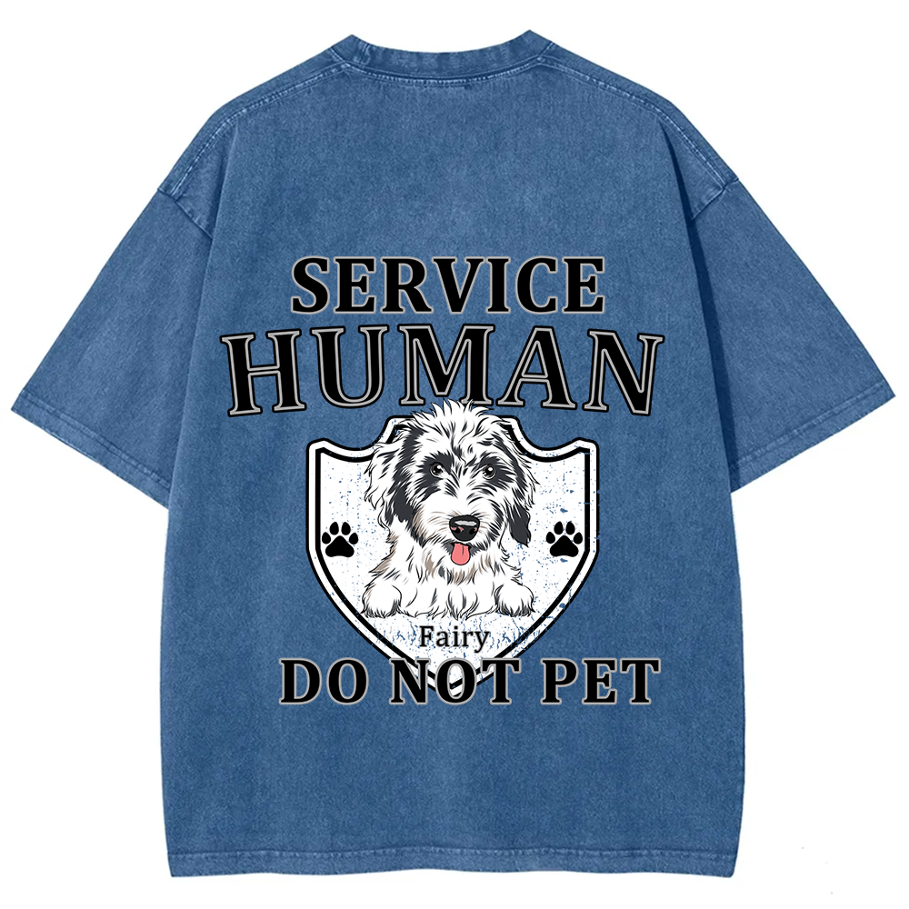 Service Human, Do Not Pet 10 - Personalized Custom Unisex Fit Washed T-Shirt wearishow