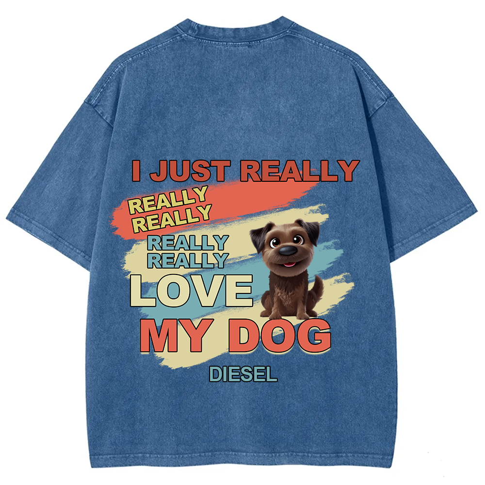 I Just Really Love My Dogs- Personalized Custom Unisex Fit Washed T-Shirt wearishow