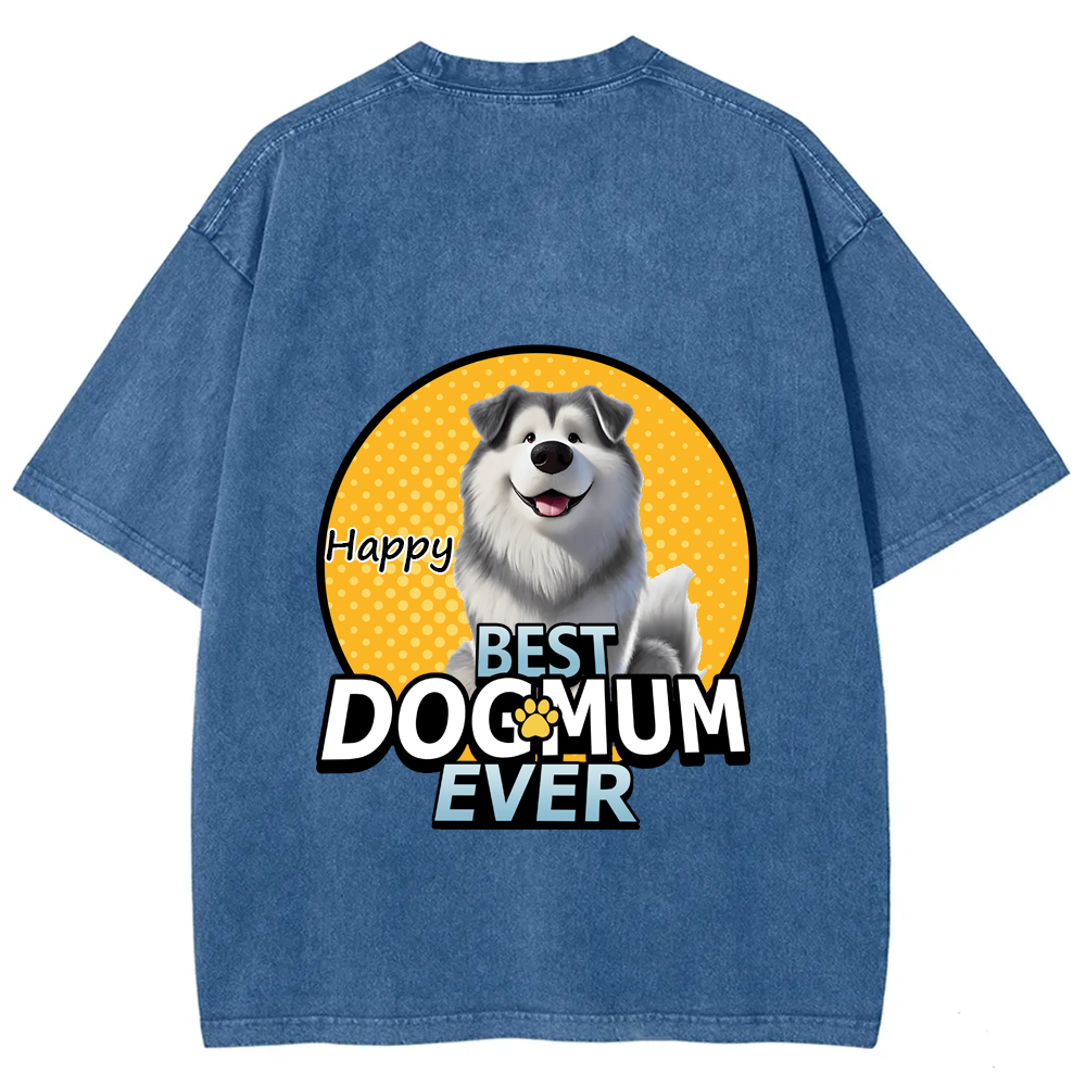 Best Dog Mom For Furry Kid - Personalized Custom Unisex Fit Washed T-Shirt wearishow
