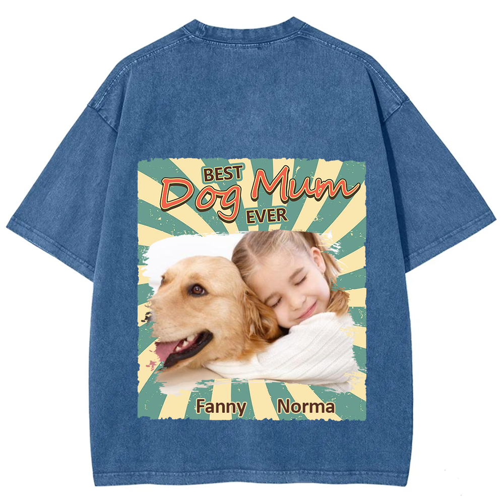 Retro Funny Dog Shirt Photo- Personalized Custom Unisex Fit Washed T-Shirt wearishow