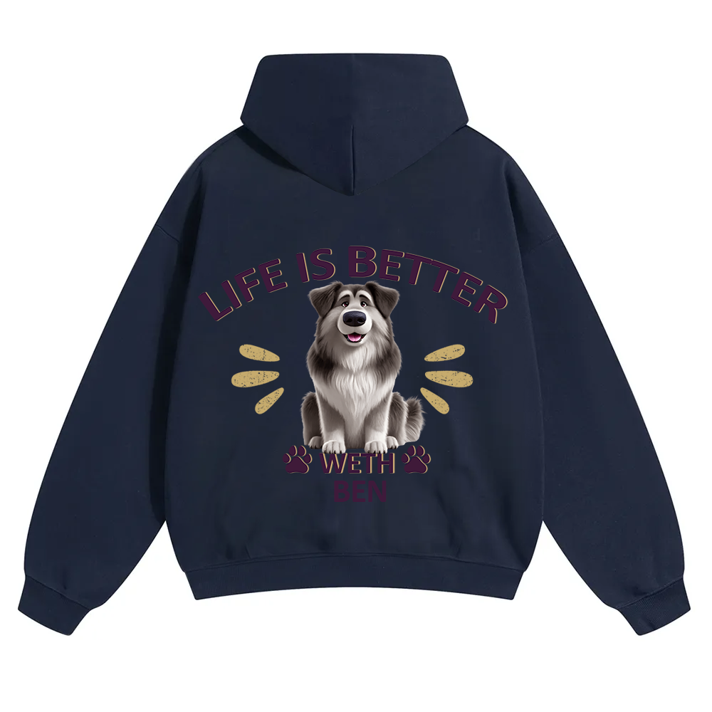 Better Life With My Dog - Personalized Custom Unisex Soild Color Hoodies wearishow