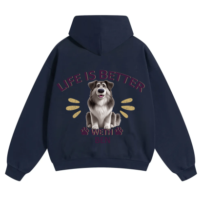 Better Life With My Dog - Personalized Custom Unisex Soild Color Hoodies wearishow