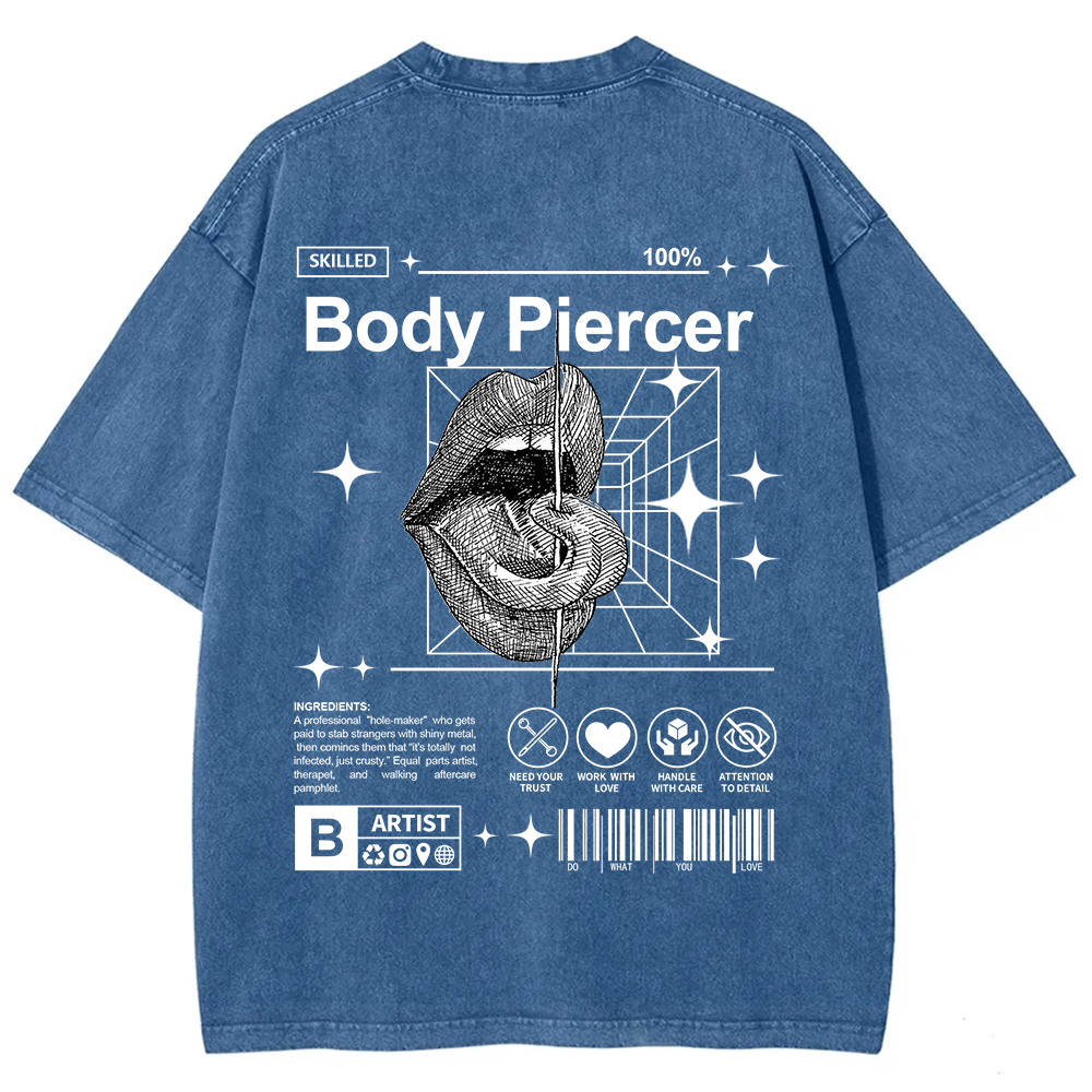Body Piercer Casual Unisex Fit Washed T-Shirt