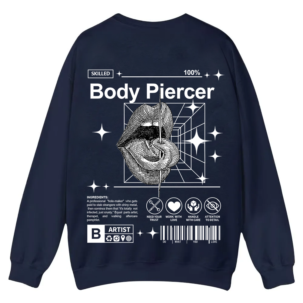 Body Piercer Casual Crewneck Sweatshirt wearishow