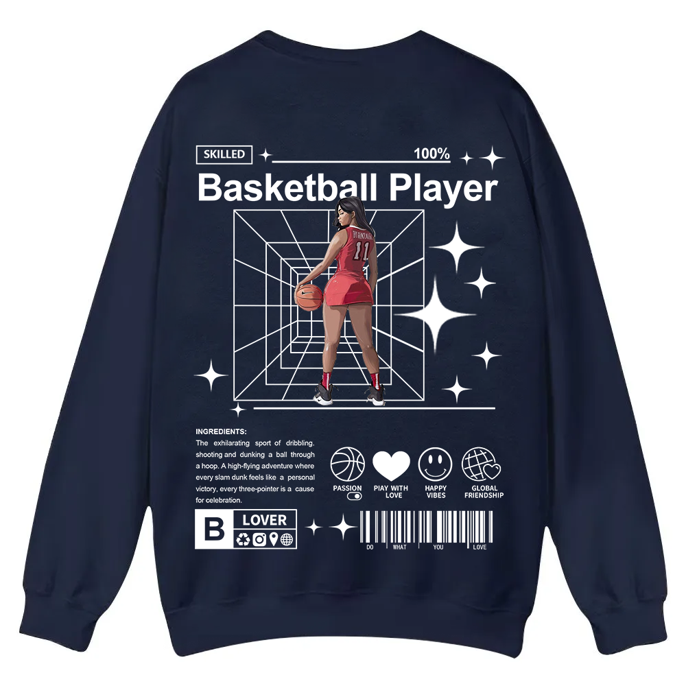 Basketball Player Casual Crewneck Sweatshirt wearishow