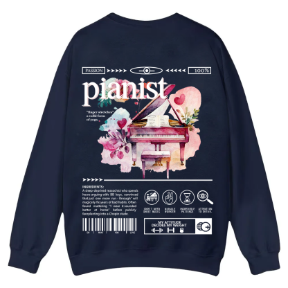 Pianist Casual Crewneck Sweatshirt wearishow