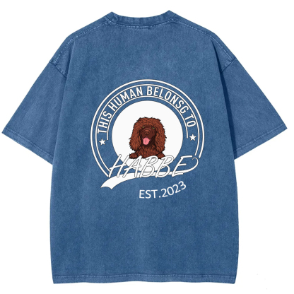 Wearishow -This Human Belongs To - Personalized Custom  WashedT-shirt