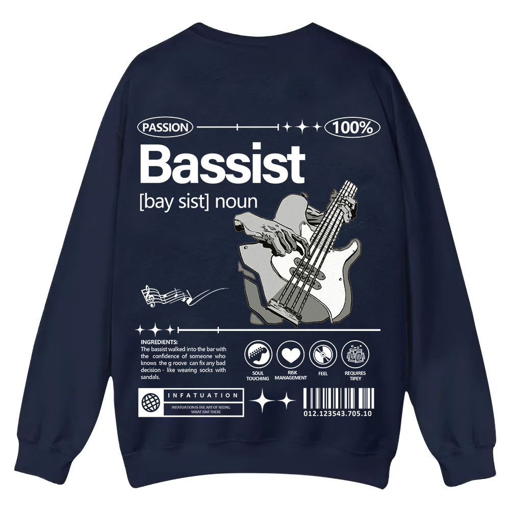 Bassist Casual Crewneck Sweatshirt wearishow
