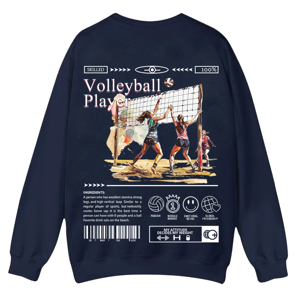 Volleyball Player Casual Crewneck Sweatshirt wearishow
