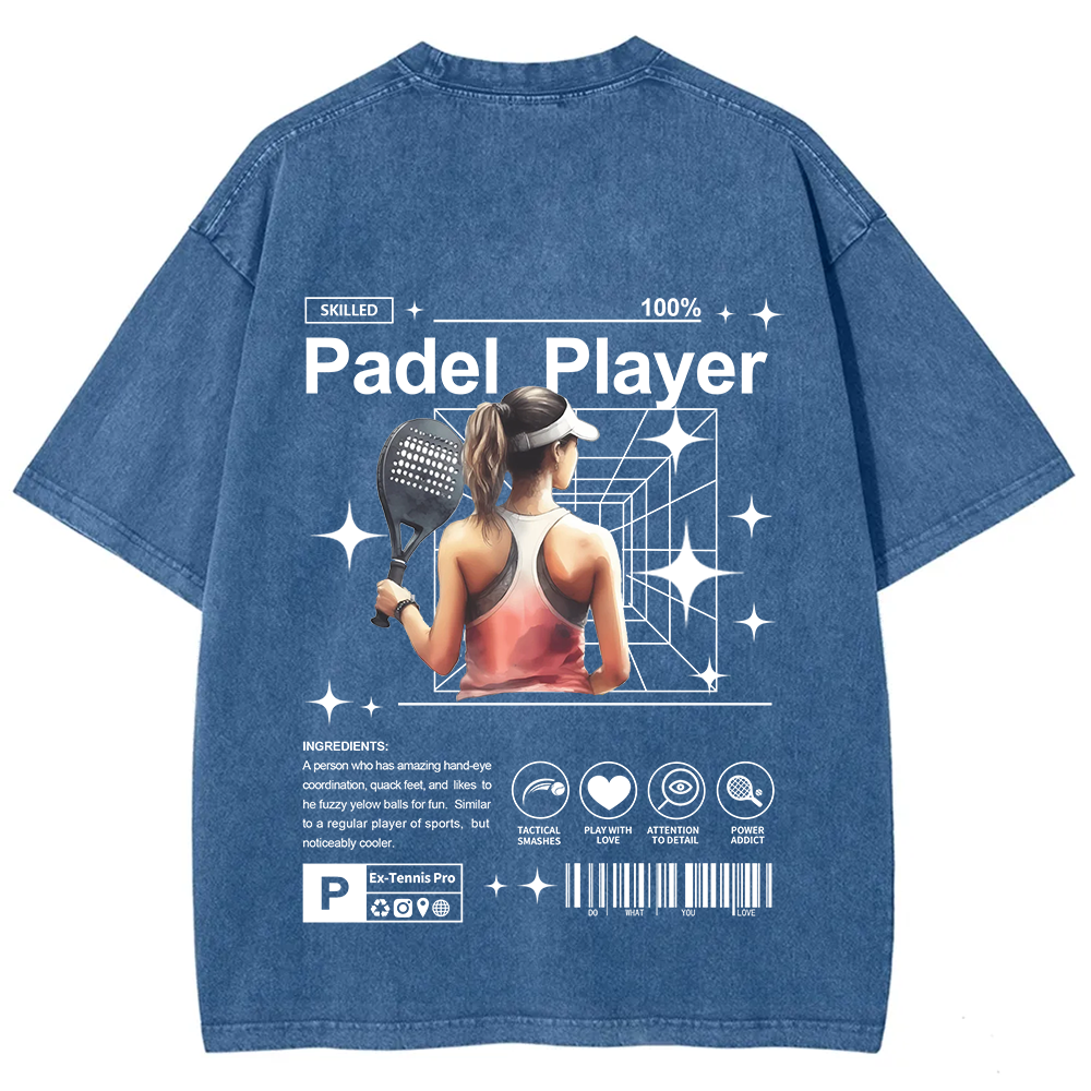 Padel Player Unisex Fit Washed T-Shirt