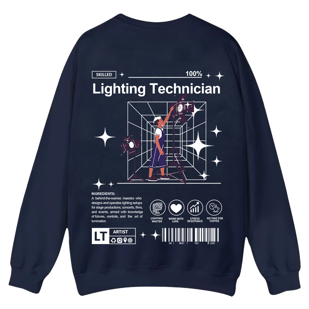 Lighting Technician Casual Crewneck Sweatshirt wearishow