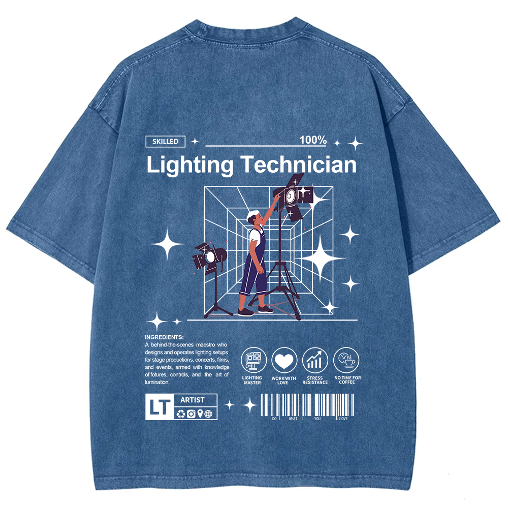 Lighting Technician Unisex Fit Washed T-Shirt