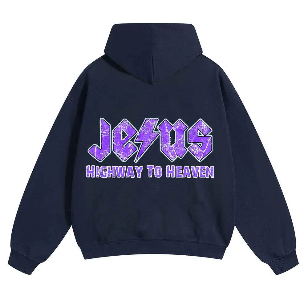 Jesus Highway To Heaven Unisex Solid Color Hoodie wearishow