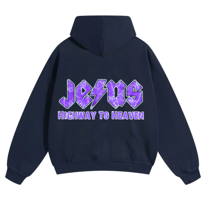Jesus Highway To Heaven Unisex Solid Color Hoodie wearishow