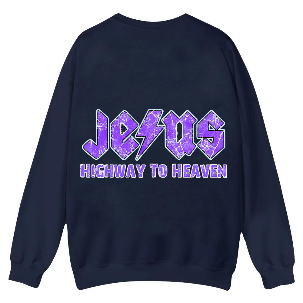 Jesus Highway To Heaven Casual Crewneck Sweatshirt wearishow