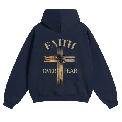 Faith Over Fear Cross Unisex Solid Color Hoodie wearishow