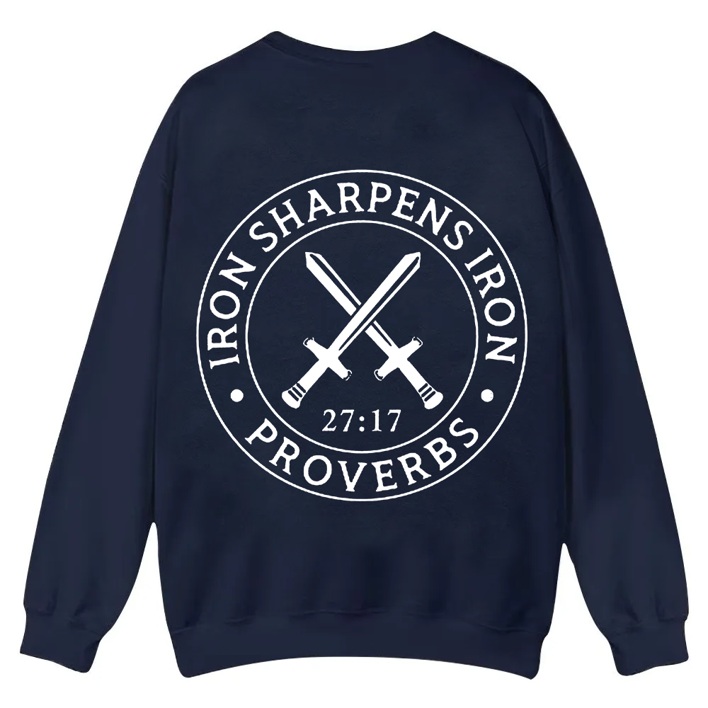 Iron Sharpens Iron PRVOERBS 27:17 Christian Casual Crewneck Sweatshirt wearishow