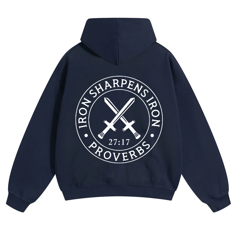 Iron Sharpens Iron PRVOERBS 27:17 Christian Unisex Solid Color Hoodie wearishow