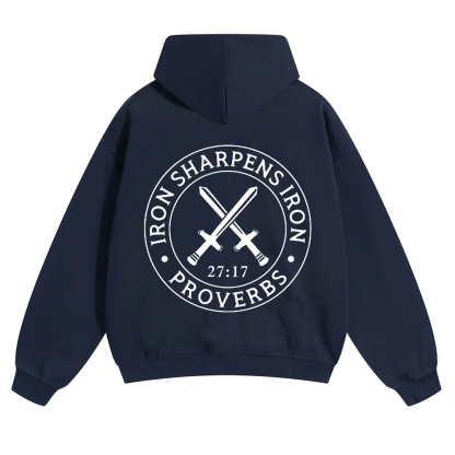 Iron Sharpens Iron PRVOERBS 27:17 Christian Unisex Solid Color Hoodie wearishow