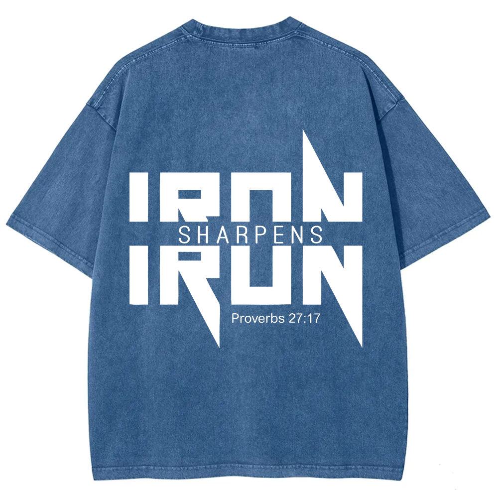Iron Sharpens Iron Christian Unisex Fit Washed T-Shirt