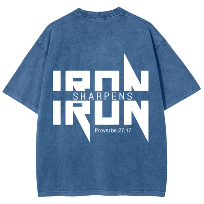 Iron Sharpens Iron Christian Unisex Fit Washed T-Shirt