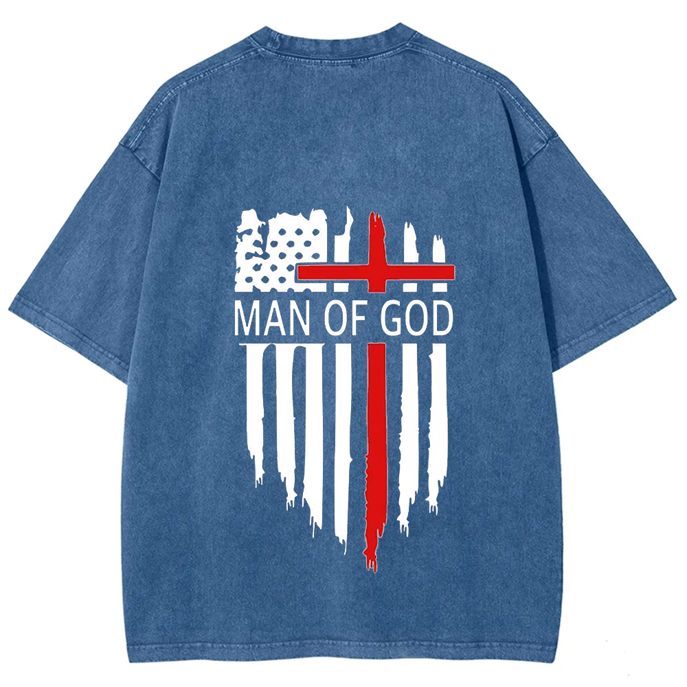 Man Of God Chrsitian Unisex Fit Washed T-Shirt