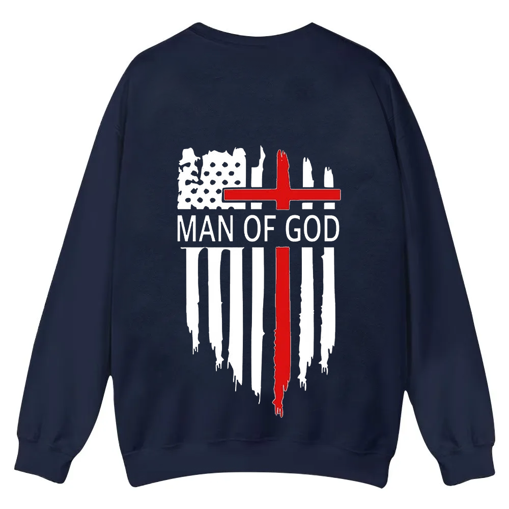 Man Of God Chrsitian Casual Crewneck Sweatshirt wearishow