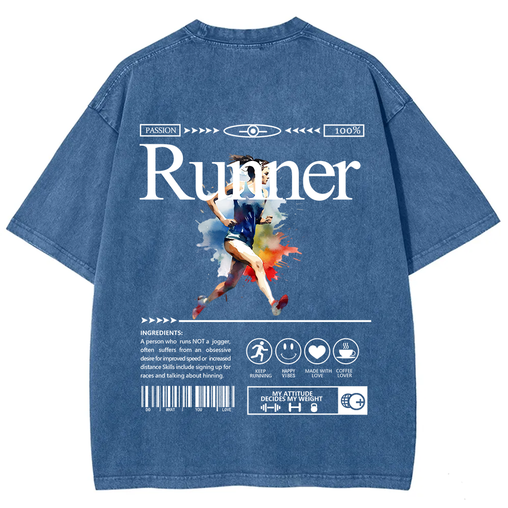 Runner Unisex Fit Washed T-Shirt