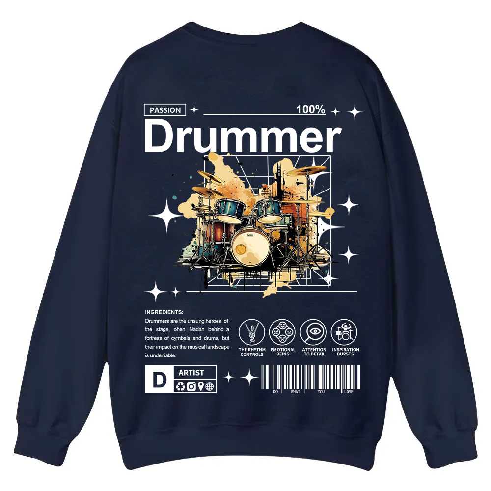 Drummer Casual Crewneck Sweatshirt wearishow