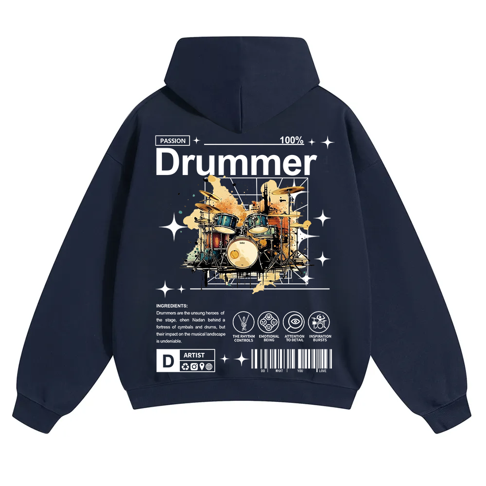 Drummer Unisex Solid Color Hoodie wearishow