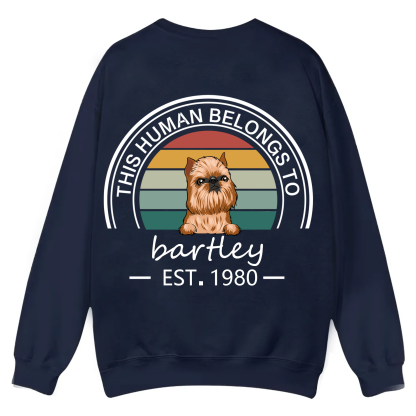 This Human Belongs To - Personalized Custom Unisex Casual Crewneck Sweatshirt