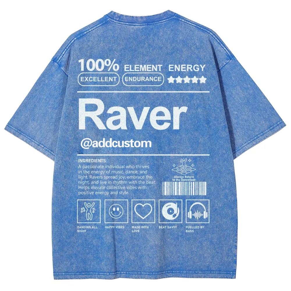 Addcustom Raver Unisex Fit Washed T-Shirt wearishow