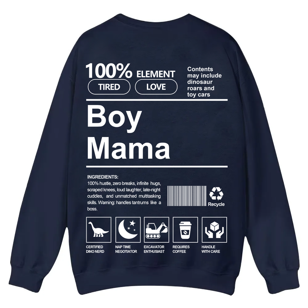Boy Mama Casual Crewneck Sweatshirt wearishow