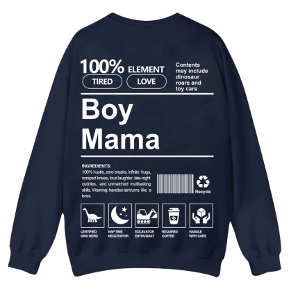 Boy Mama Casual Crewneck Sweatshirt wearishow