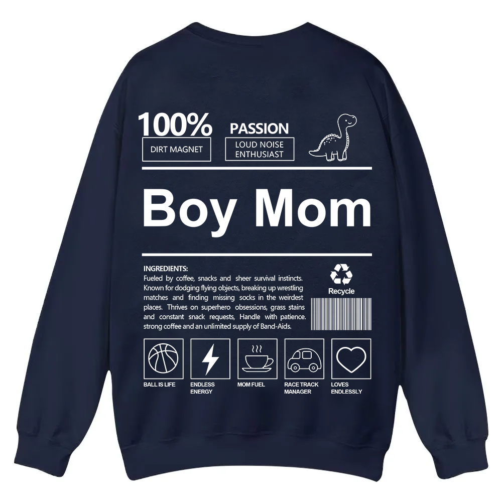 Boy Mom Casual Crewneck Sweatshirt wearishow
