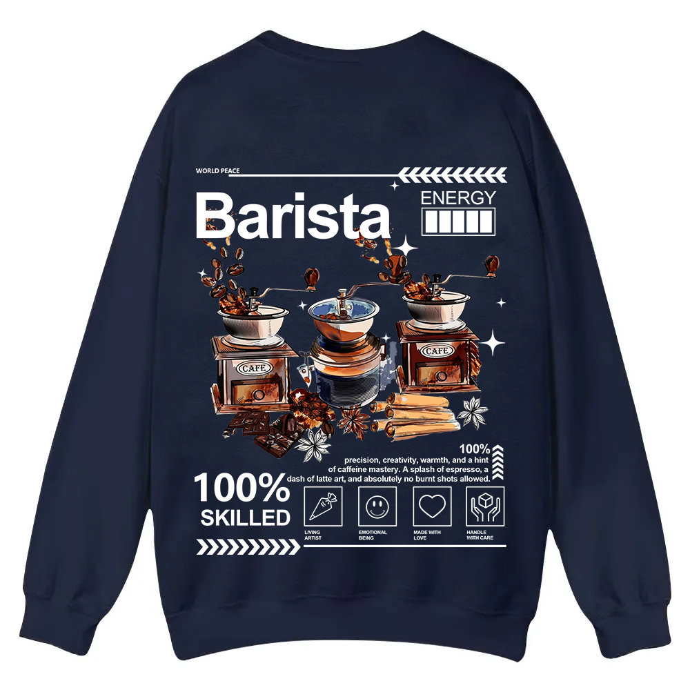 Barista Casual Crewneck Sweatshirt wearishow