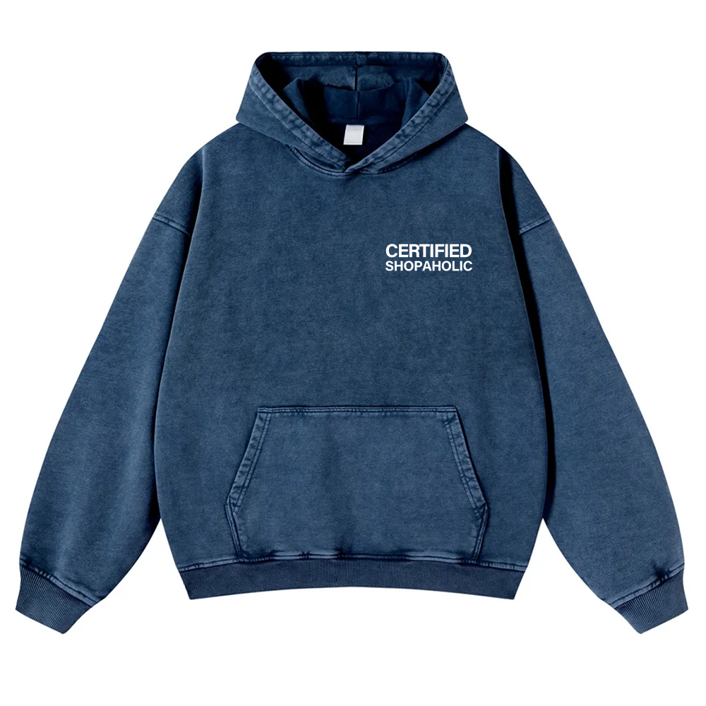 Certified Shopaholic Washed Hoodie wearishow