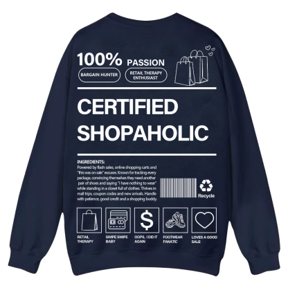 Certified Shopaholic Casual Crewneck Sweatshirt wearishow