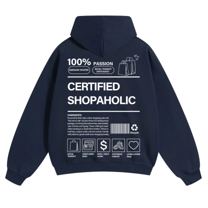 Certified Shopaholic Unisex Solid Color Hoodie wearishow