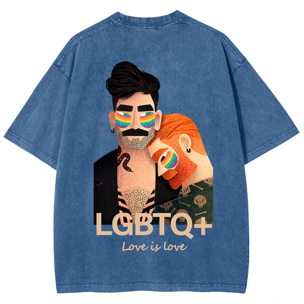 Lgbtq+ Love Is Love Unisex Fit Washed T-Shirt
