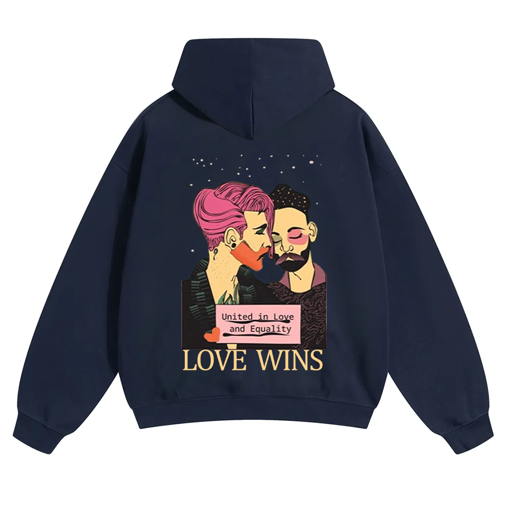 United in Love and Equality Love Wins Unisex Solid Color Hoodie wearishow